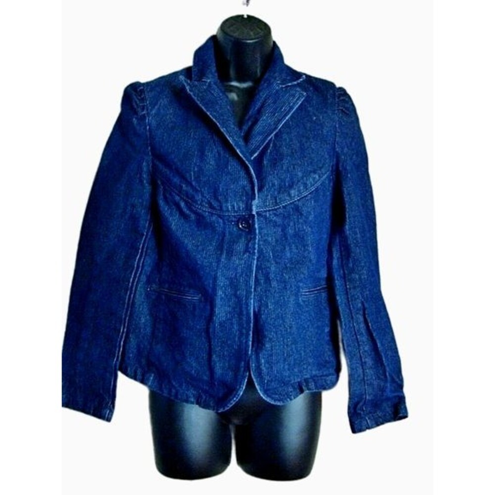 Vtg Old Navy Blazer Denim Size S Academia Office Jacket Pinstripes Y2k Jean